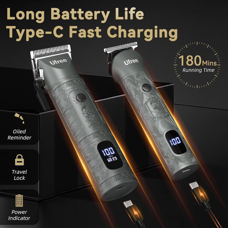 UFREE Beard Trimmer for Men Professional with Hair Clippers, Barber Clippers and Trimmers Set, Electric Razor Shavers for Men, Cordless Mens Grooming Kit for Nose, Ear, Face, Hair, Gifts - Image 3